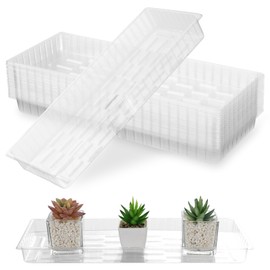 HFYZZ 24 Pack Rectangular Plant Drip Trays, Clear Plastic Plant Saucers, Thick Plant Drip Trays Plastic Liners for Indoors Outdoors Flower Pots Window Sills Window Shelf - 15" x 6"