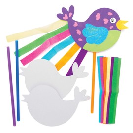 Baker Ross AT565 Bird Wand Kits - Pack of 8, Card Blanks for Children to Design and Decorate, Ideal for School Work, Home Activities and Craft Group Projects