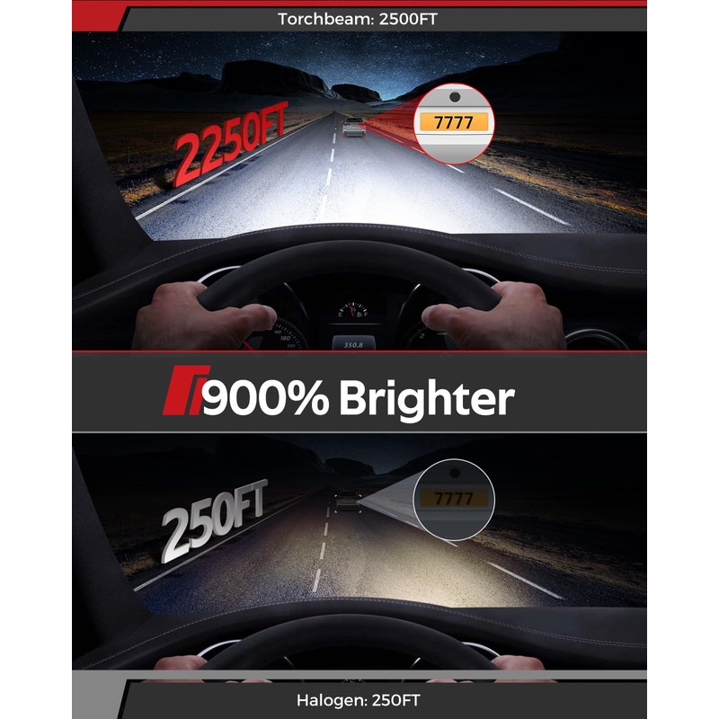 Torchbeam 9005/HB3 Bulbs T7 Series, 68,000LM 900% Ultra Brighter Light
