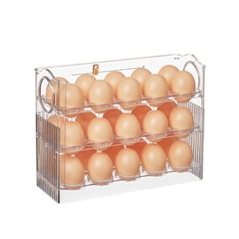 Egg Holder for the Fridge, 30 Egg Storage Containers for the Fridge, Egg Organiser for the Fridge Door (Clear)
