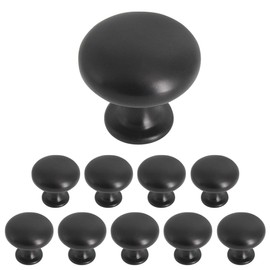 Probrico 10 Pieces Solid Cabinet Door Knob Dresser Handle Mushroom Wardrobe Pull Diameter 30mm Black