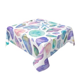 luxteen Starfish Square Tablecloth 60 Inch Spring Summer Floral Farmhouse Ocean Sea Table Rectangle Cloth Polyester Summer Table Cover Decorative for Kitchen Party Indoor Outdoor