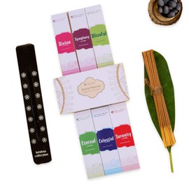 Krishna Collection Incense Sticks – Odor Elimination, Long-Lasting Aroma for Spiritual Ambiance, Meditation & Relaxation - Includes Wooden Stand (Sunny Flavour)