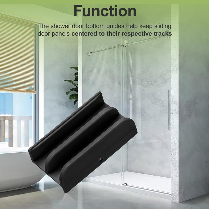 M6219 Sliding Shower Door Bottom Guide (2-Pack, Black) – 1/2"