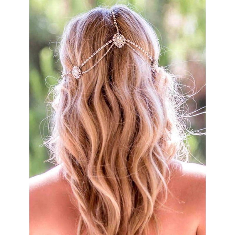 Aceorna Gothic Hair Jewelry Bride Wedding Head Chain Crystal Layering