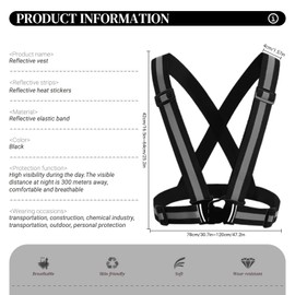 YMWALK Reflective Vest,High Visibility Vest Adjustable Safety Hi Vis Sports Gear Safety Equipment, Suitable for Outdoor Night Running Jogging Hiking Cycling Walking Men Women Kids (Black)