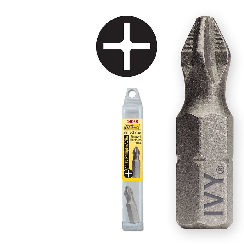 IVY Classic 44068 1-Inch #2 Phillips Ribbed Insert Bit, Impact