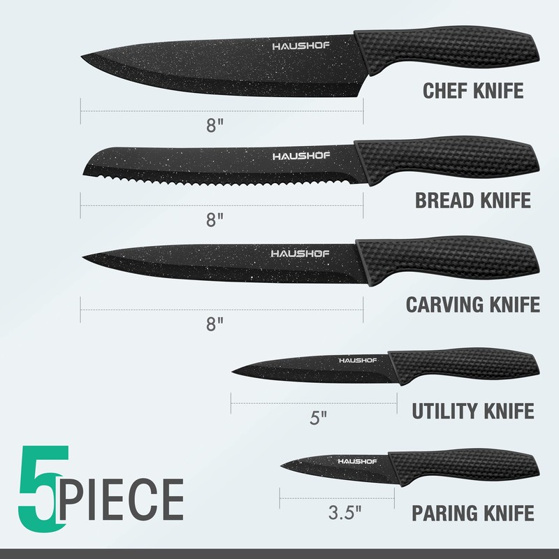 HAUSHOF Kitchen Knife Set, 5 PCS Knife Sets with Arcylic