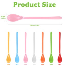 Pack of 7 Egg Spoons, Plastic Spoons, Reusable, 19 cm, Colourful Long Plastic Spoons, Jam Spoons, Coffee Spoons, Ice Cream Spoons, Dessert Spoons, Yoghurt Spoons, Tea Spoons, Long Reusable