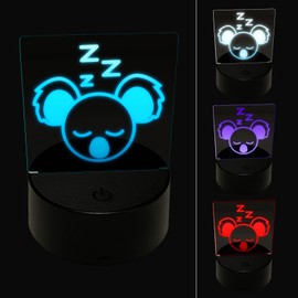 Sniggle Sloth Sleepy Koala Head 3D Illusion LED Night Light Sign Nightstand Desk Lamp