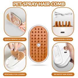 Cat/Dog Brush for Shedding - Steam Brush with Water, Hair Comb and Steamer for Pet Grooming (NEW WHITE)