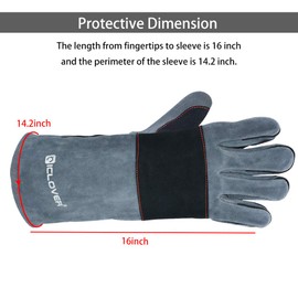 IC ICLOVER Animal Handling Gloves -Snake Bite Proof Gloves Kevlar Reinforced Leather Padding Palm & fingers for Snake Reptile Bird Handling Cat Dog Training, Anti Bite Animal Protection Gloves -16inch