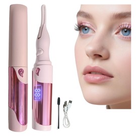 Heated Eyelash Curler, Fast Heat up Within 10s, 24 Hours Long Lasting, 4 Adjustable Temp (50°C-80°C),USB-C Rechargeable, Portable Mini Eyelash Curler (Pink)