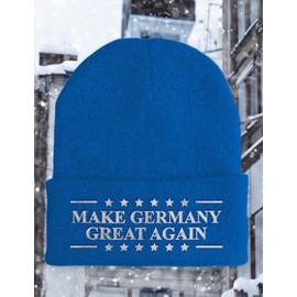 tshirtladen Hat - Make Germany Great Again - Beanie One Size - Winter Hat Soft Touch - Embroidered Sayings Hat - Choice of Colours - Funny Hat, blue