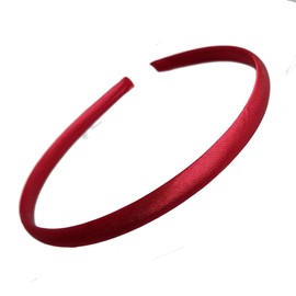 Girls 1cm Satin Plastic Alice Band Hair Band School Headband No Teeth for Women Girls by Glitz4Girlz (Burgundy)
