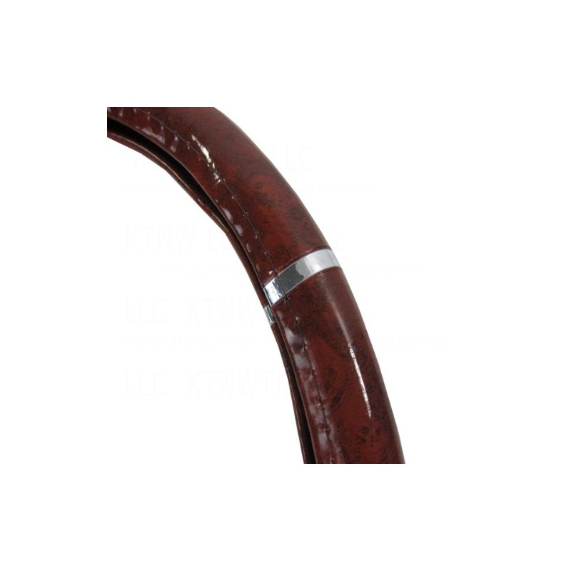 Synthetic Leather Grain Pattern Steering Wheel Cover - Mahogany