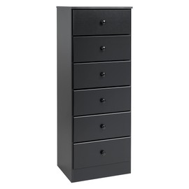 Prepac Astrid Tall Black Dresser: 16"D x 20"W x 52"H, 6-Drawer Chest for Bedroom by Prepac - Perfect Chest of Drawers for Ample Storage