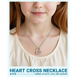 PINKDODO Baptism Gifts for Girl Kid Christening Catholic Lds Baptism Decoration for Girls Goddaughter Cross Necklace