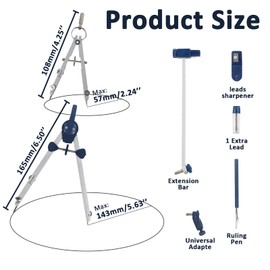 CIOUYAOS 7PCS Professional Compass for Geometry Set, Metal Compass with Wheel and Lock for Geometry, Precision Drawing Compass for Drafting School Supplies for College Students with Shatterproof Storage Box