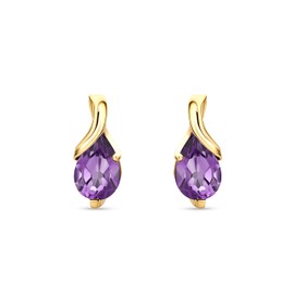 Orovi Jewellery Women's Drop Earrings with Gemstone/Birthstone in White Gold/Yellow Gold, 9 Carat/375 Gold Earrings, 9ct Yellow Gold