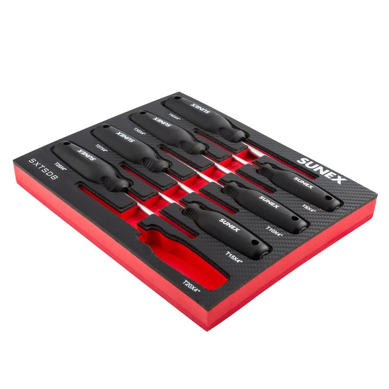 SUNEX TOOLS SXTSD8 Torx® Magnetic Screwdriver Set in EVA Foam,