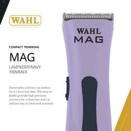 Wahl Professional Sterling MAG Cordless Trimmer, LE Lavender and Navy, Lithium Ion, Quick-Detach Blade, 120 Minute Run Time, Includes Charging Stand