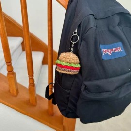 Handmade Crochet Hamburger Keychain/Croch