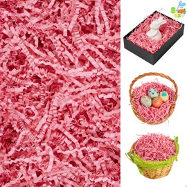 JOYIN 8oz Easter Grass, Pure Pink Recyclable Paper Grass, Shred Raffia Crinkle Cut for Easter Egg Hunt, Party Bag Decor Favors, Gift Wrapping