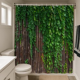 ZZYSKS Green Leaves Shower Curtain Garden Landscape Nature Forest Tropical Plant Scenery Rustic Farmhouse Bathtub Curtains Set Fabric Bathroom Accessories with Hooks 70Wx70H Inch
