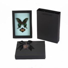 Wall Art Decoration Real Butterfly Framed Butterfly Taxidermy - Butterfly Picture Frame, Real Butterfly Specimen Framed gift Elegant Souvenirs (black butterfly frame)
