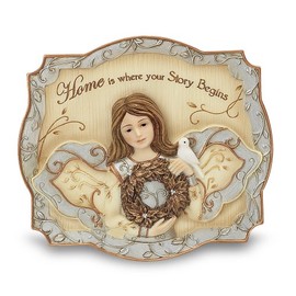 Elements Home Plaque by Pavilion, 3-1/2 by 4-Inch, Inscription Home is Where Your Story Begins, Includes Easel and Hanger