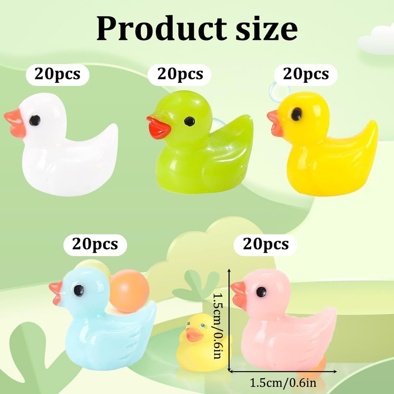 Ducks Mini Animal Figures, Pack of 100 Mini Resin Ducks,