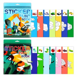 Crafts for Kids Ages 4-8 Sticker Paint Books, Insects and Vehicles Sticker Book, Stickers for Kids Girls Boys Birthday Party Favor Gift, Road Plane Travel Toy Activity Books Games (Insects-Vehicles)