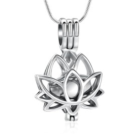 VCCWYQK Cremation Jewelry for Ashes - Lotus Flower Ashes Pendant Necklace with Mini Keepsake Urn Memorial Ash Jewelry