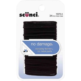 Scunci No Damage Hair Elastics, Small, Black 34 ea (Pack of 3)