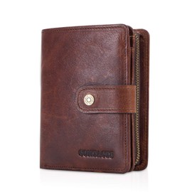 FANDARE Fashion Wallet Men Women with RFID Short Wallet Wallet Leather Wallet with 12 x Credit Card Slots 1 x Coin Compartment for Travel Party Wedding Business Brown, dark brown, Vintage
