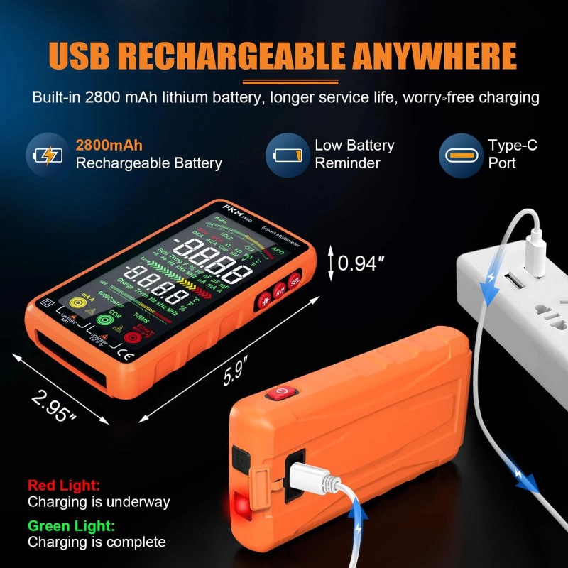 Fkm Pro Digital Multimeter Tester TRMS 6000 Counts,Auto-Ra
