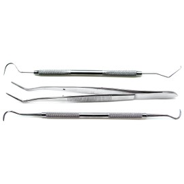 Dental Student Set Explorer 23/17, Sickle Scalar, Meriam Tweezer Diagnostic Examination Instruments