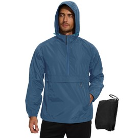Avoogue Men's Royal Blue XX-Large Rain Jacket with Hood, Windbreaker, Waterproof, Breathable, Zip Up, Long Sleeve, Unlined, Packable, Outdoor Lifestyle, Golf, Casual