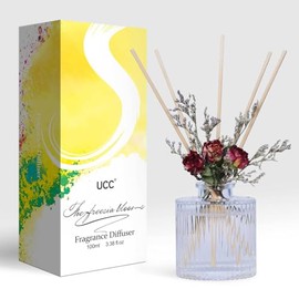 UCC Reed Diffuser Set, 3.38 oz The Freesia Blooms Premium Scented Diffuser with Flower Sticks Home Fragrance Reed Diffuser for Bathroom Shelf Decor
