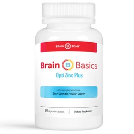 Brain Basics Opti Zinc Plus - Zinc Supplement with Quercetin, EGCG, and Copper. Immune Support Formula - 60 Capsules