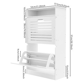 Shoe Cabinet With 2 Flip Drawers Shoe Shelves Shoe Storage Organizer Entryway