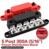 Tuijodaix 300A Bus Bar 5 Post 12V-48V DC Power Distribution
