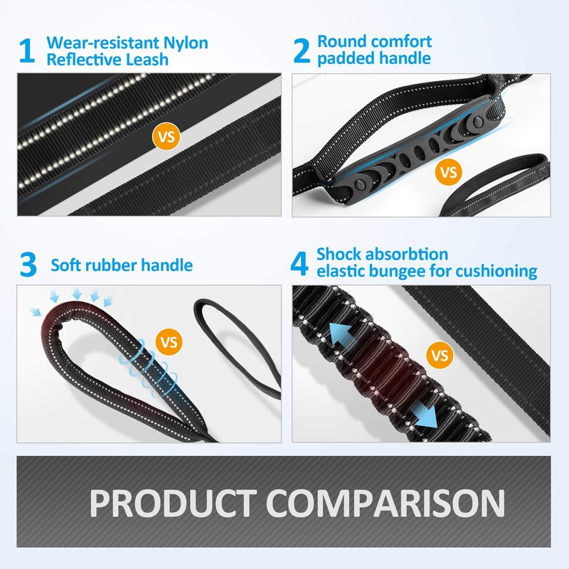 IOKHEIRA Multifunctional Leash with Car Seatbelt for Large, Medium Dogs,