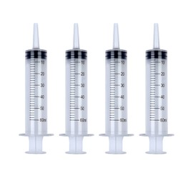 Needleless Syringe，4 PCS 60ML Large Syringes for Scientific Lab, Measurement and Dispensing,DIY Crafts, DIY Lip Gloss Accessories, Feeding Pets, Food