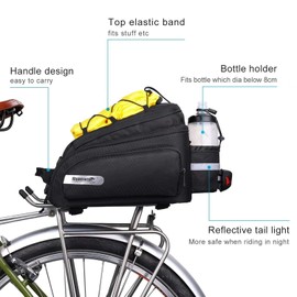Rhinowalk Bike Trunk Bag 12L Bicycle Pannier Rear Rack Carrier Bag Bike Luggage Commuter Bag with Rain Cover Shoulder Strap