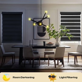 MYshade Roller Shades Zebra Blinds for Windows Cordless Day and Night Light Filtering Blinds Dual Layer Roller Blinds 24" x 72" Black