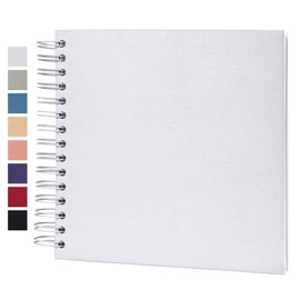 Finksy 8 x 8 Inch DIY Scrapbook Photo Album White 80 Pages Hardcover Kraft Blank Memory Book for Wedding and Anniversary Family