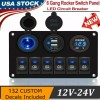 AOMINOHOMA 6 Gang 12V/24V Inline Fuse Box LED Rocker Switch
