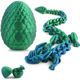3D Printed Dragon, Articulated Crystal Dragon Egg Toy, Home Office Executive Desk Decor Fidget Toys, Dragon Egg with Dragon Inside, Surprise Funny Birthday Christmas White Elephant Gift for Kids Adult